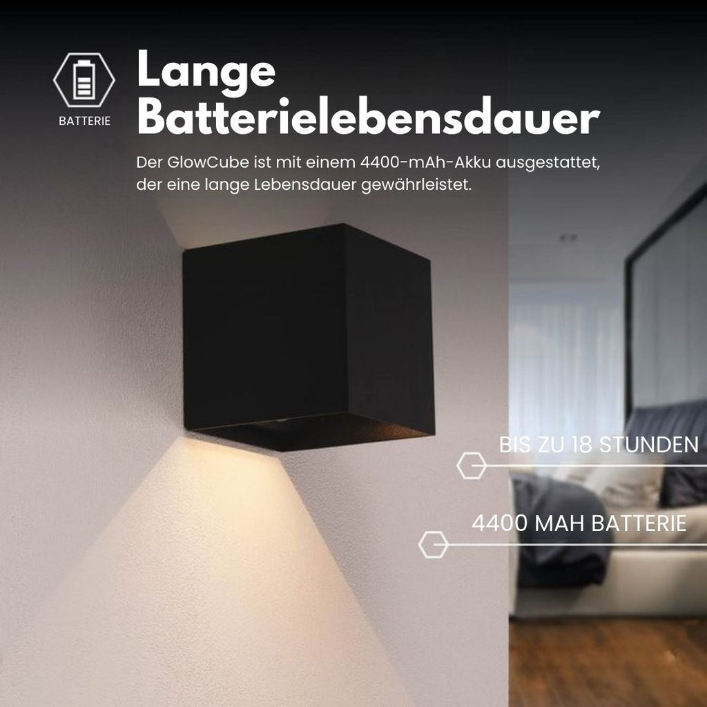 مصباح حائط LED لاسلكي GlowCube — يعمل بالبطارية ومزوّد بمستشعر، بتصميم بسيط