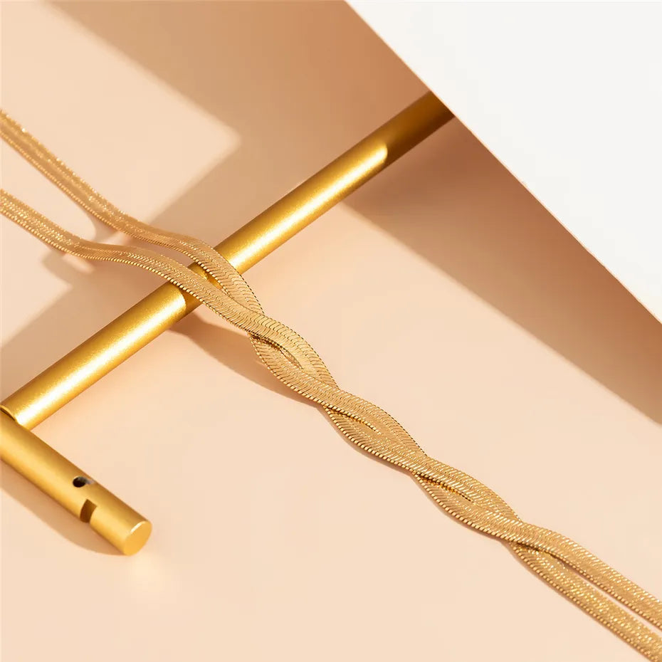 Elegant Adjustable Snake Link Necklace In Gold Or Silver