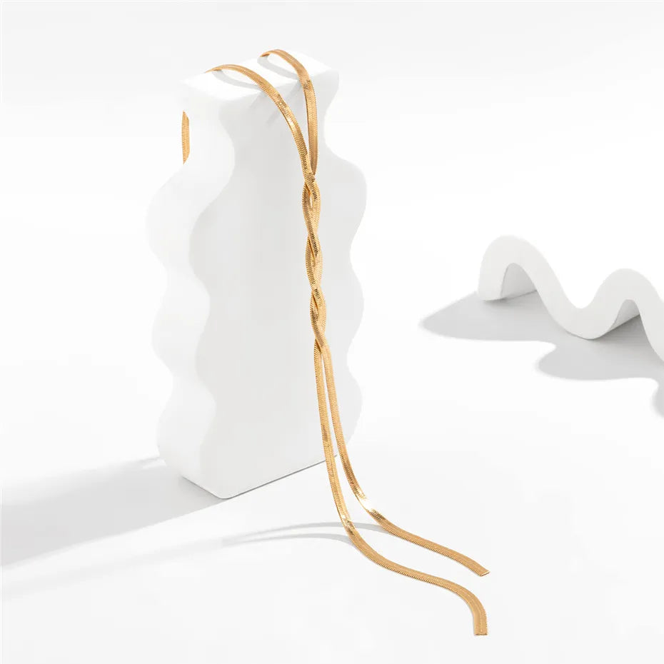 Elegant Adjustable Snake Link Necklace In Gold Or Silver