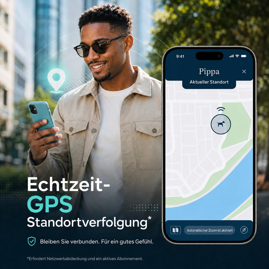 PfotenChronik GPS-halsband för hundar — platsövervakning via app, vattentät design