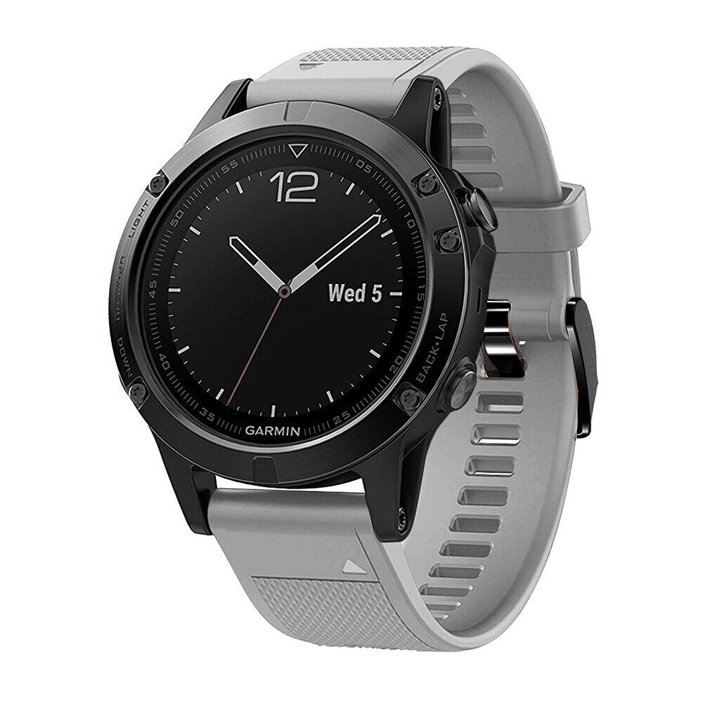 Grå silikonestrop kompatibel med Garmin Fenix 5 Plus og 6 Pro