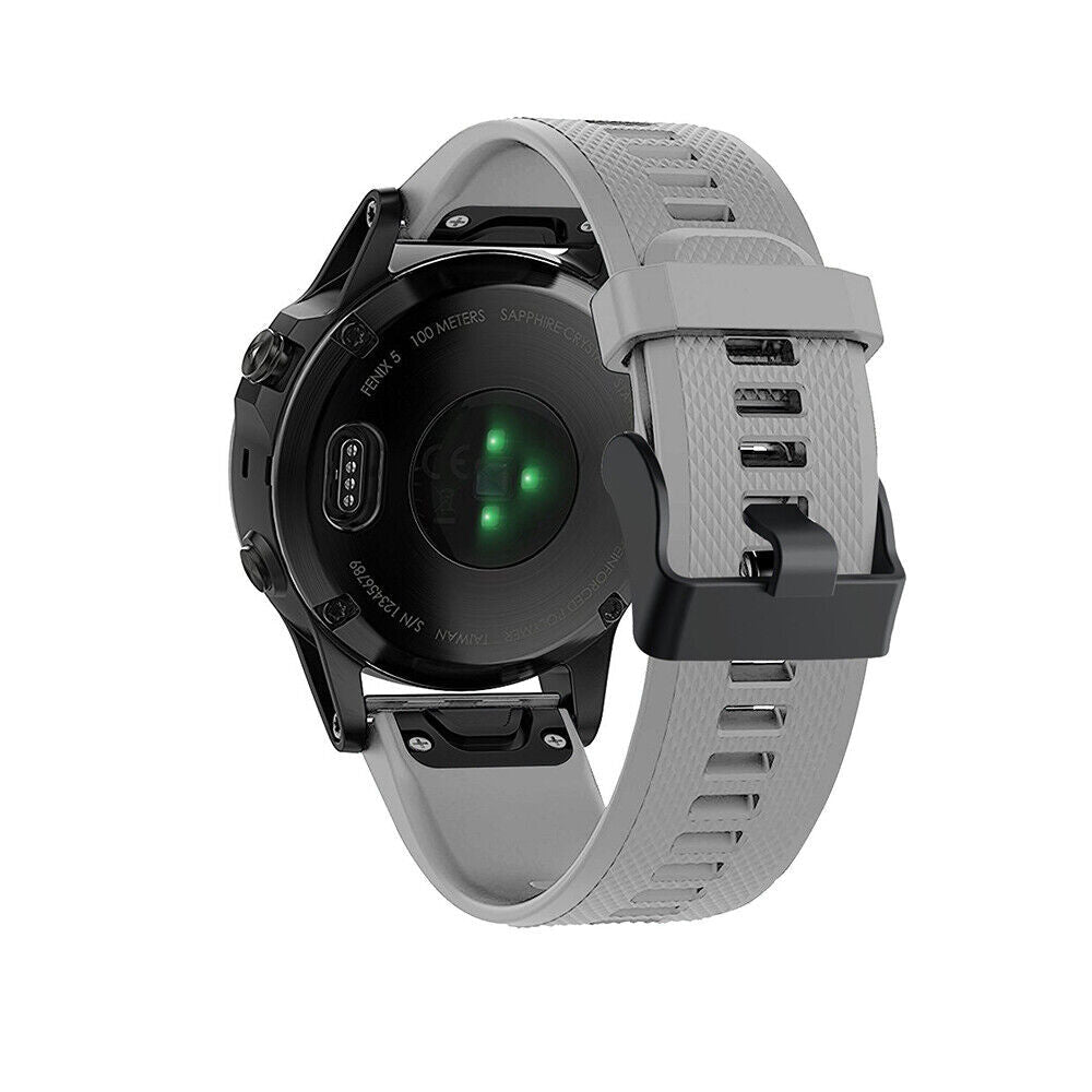 Grå silikonestrop kompatibel med Garmin Fenix 5 Plus og 6 Pro
