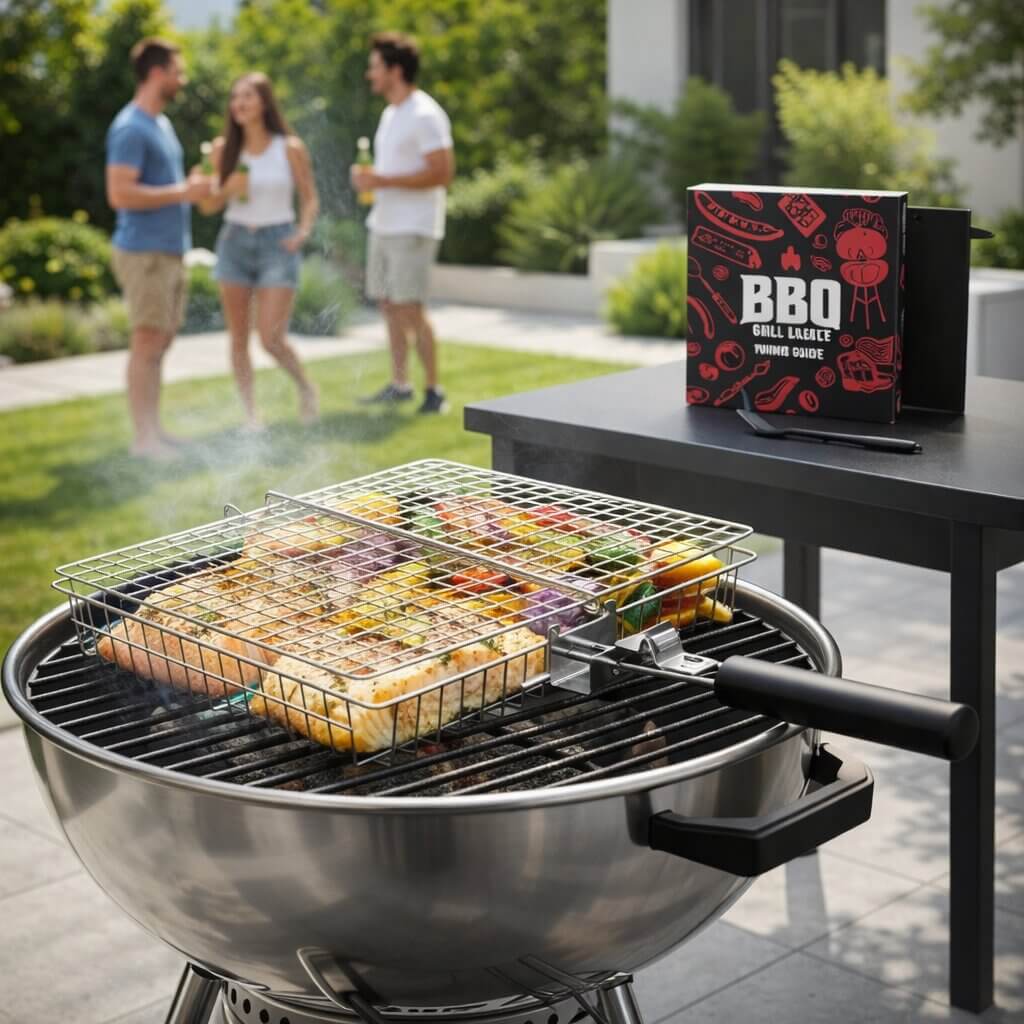 FlammenWerk Edelstahl-Grillkorb für Fleisch, Fisch und Gemüse