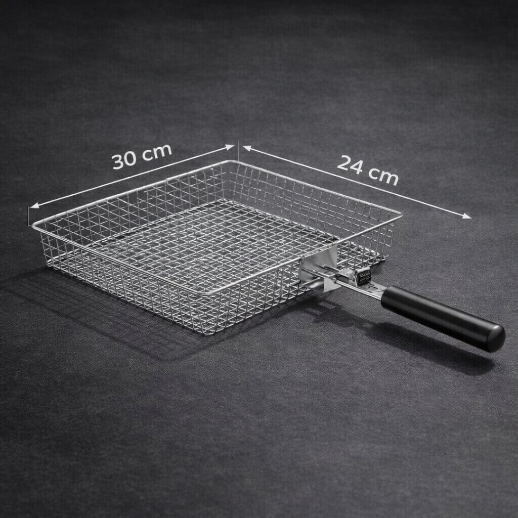 FlammenWerk Edelstahl-Grillkorb für Fleisch, Fisch und Gemüse