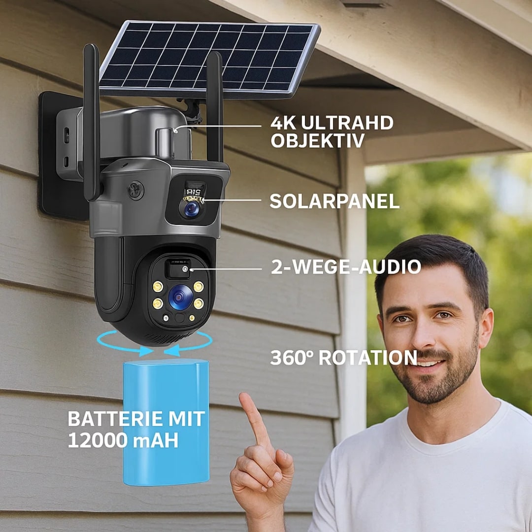 كاميرا أمان ذكية بدقة 4K وواي فاي من GuardVision مع لوح شمسي