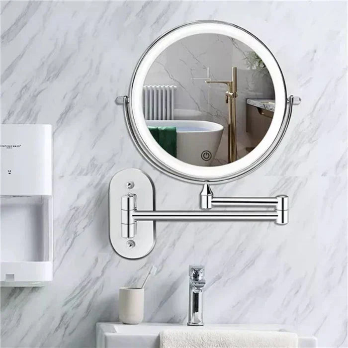 Rechargeable LED Vanity Mirror With Adjustable Lighting And Magnification