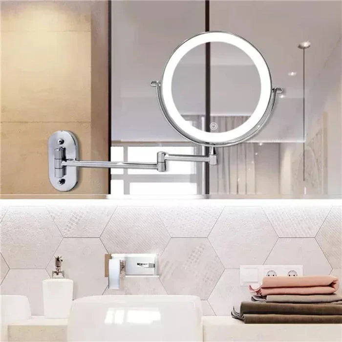 Rechargeable LED Vanity Mirror With Adjustable Lighting And Magnification