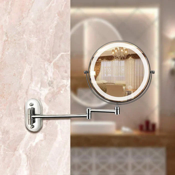 Rechargeable LED Vanity Mirror With Adjustable Lighting And Magnification