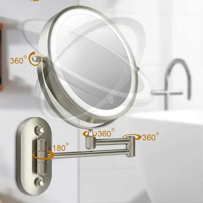 Rechargeable LED Vanity Mirror With Adjustable Lighting And Magnification
