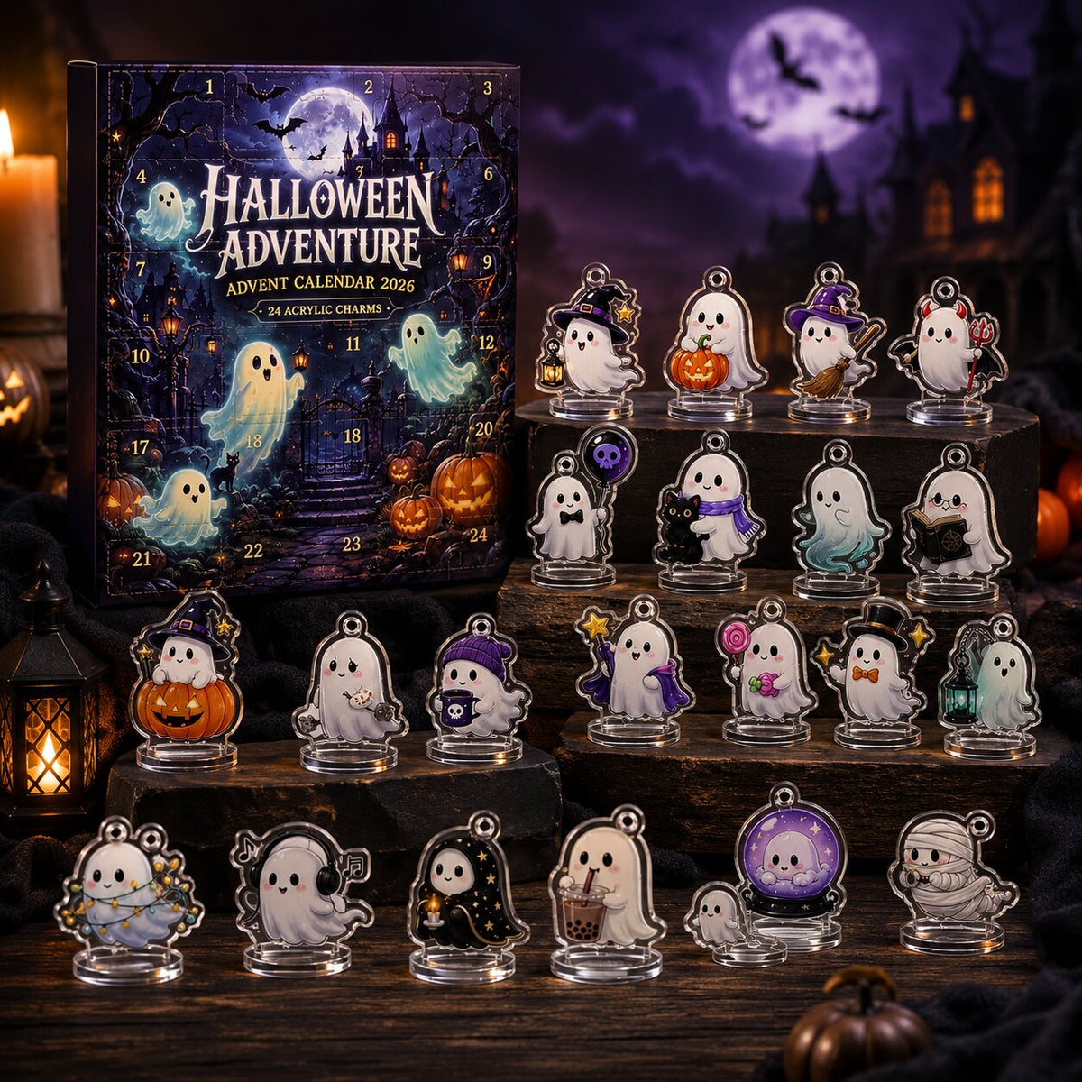 2026 halloween-adventskalender — 24-dagars kuslig nedräkning med spök- och pumpadesign