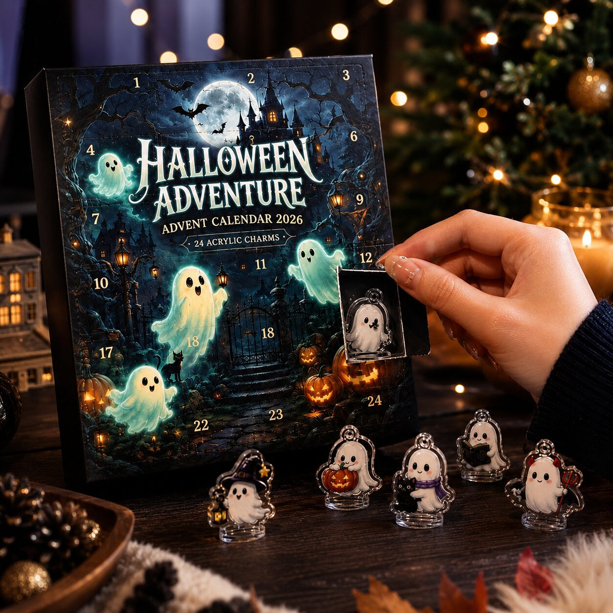 2026 halloween-adventskalender — 24-dagars kuslig nedräkning med spök- och pumpadesign