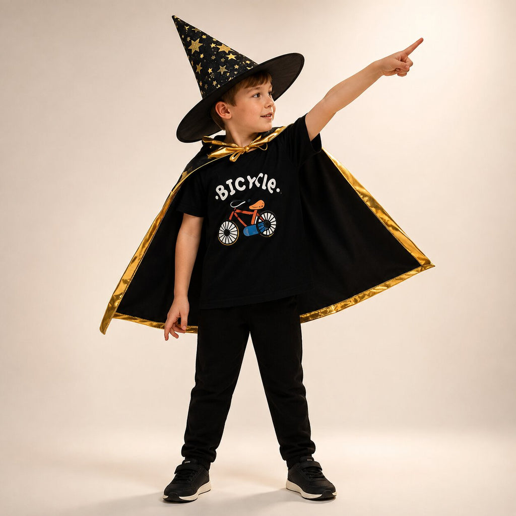 Halloweenkostuumset voor kinderen: heks en tovenaar — Cape en puntmuts