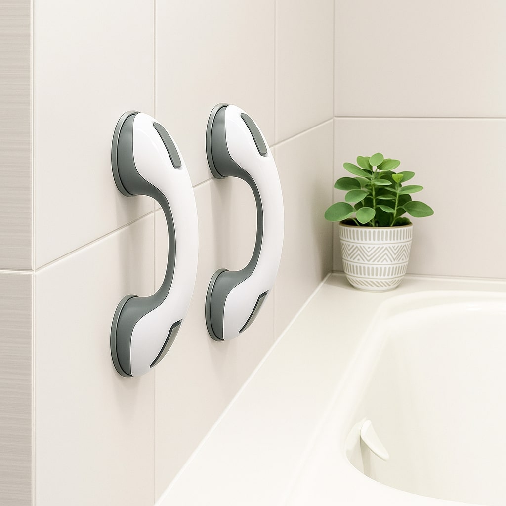 Grab Bar With Suction Cup For Bathroom No Drilling 80kg Shower Toilet