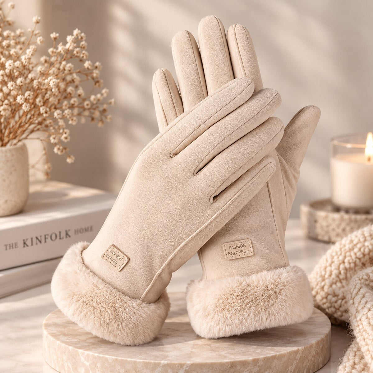 Luvas de inverno em pele de borrego KuschelHand para mulher — Quentes, elegantes e ideais para o frio