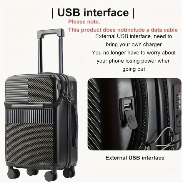 Equipaje de mano con portabebidas, USB y cerradura TSA | Ka-mostore