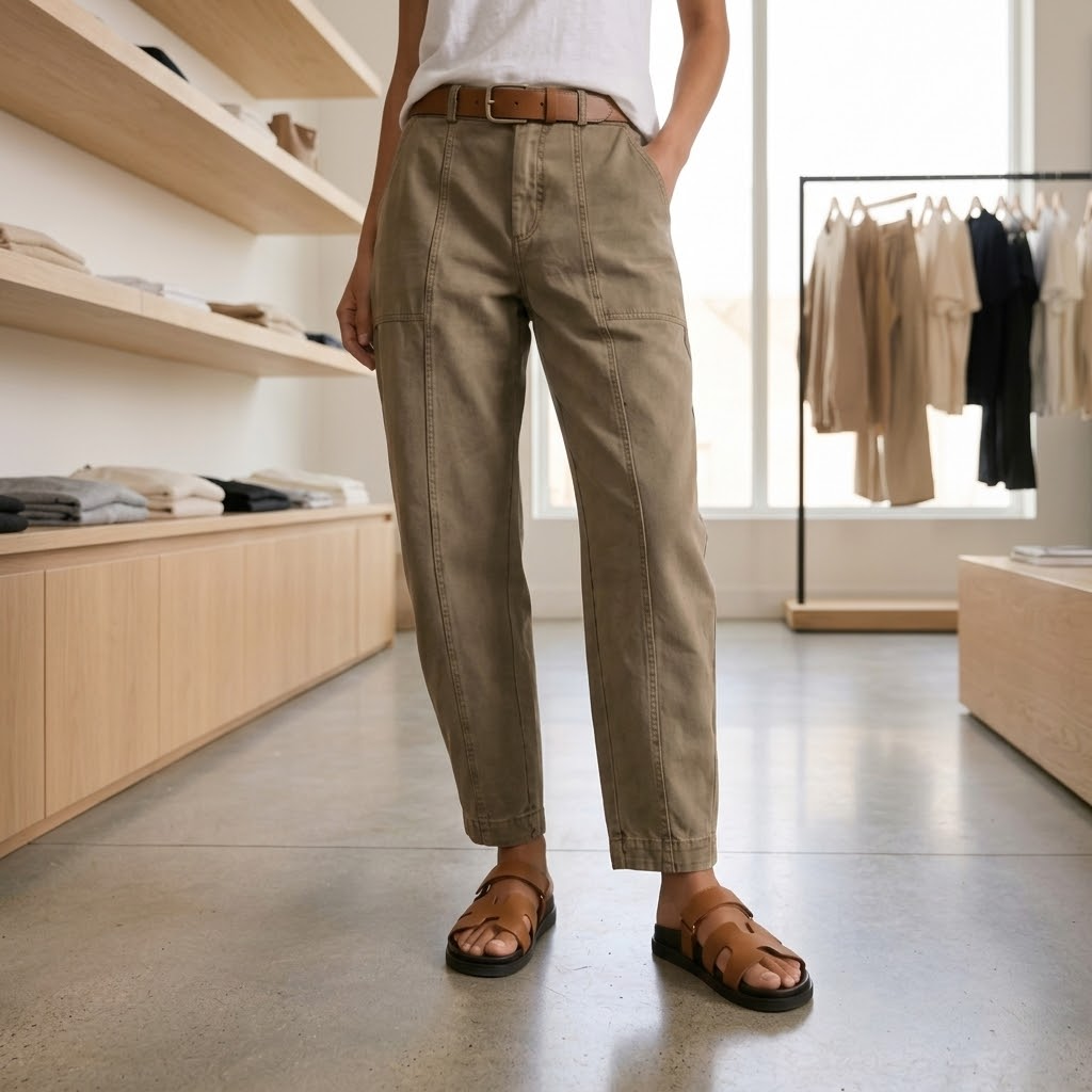High Waist Tapered Trousers With Folded Ankle Cuffs For Everyday Wear
