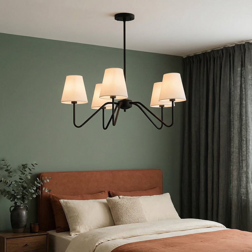 LumaSilk Modern Silk Chandelier Light For Bedroom And Living Room Decor And Elegance