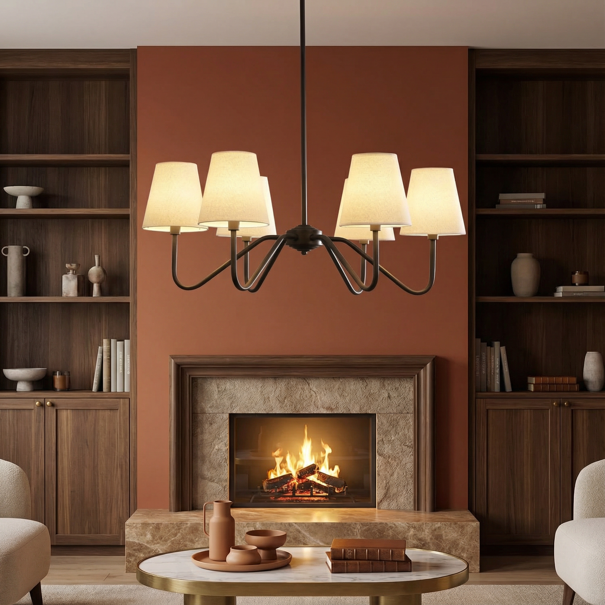 LumaSilk Modern Silk Chandelier Light For Bedroom And Living Room Decor And Elegance