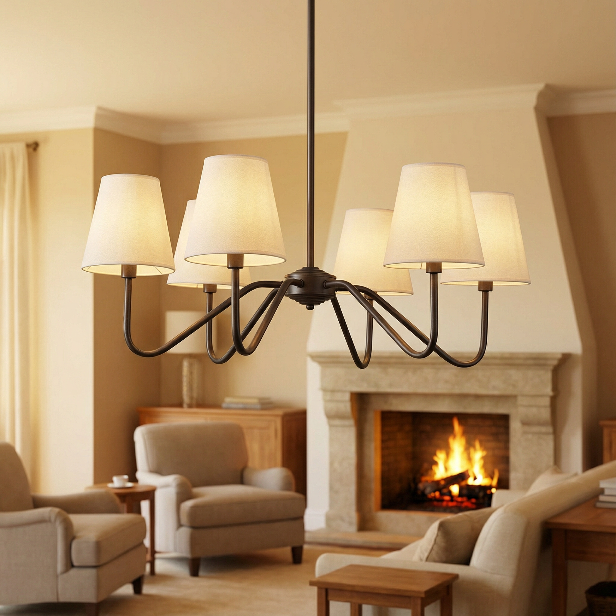 LumaSilk Modern Silk Chandelier Light For Bedroom And Living Room Decor And Elegance