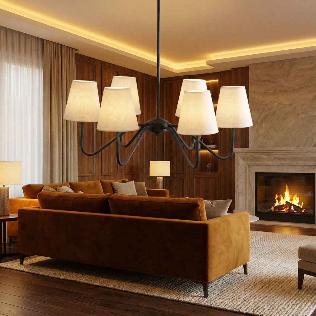 LumaSilk Modern Silk Chandelier Light For Bedroom And Living Room Decor And Elegance