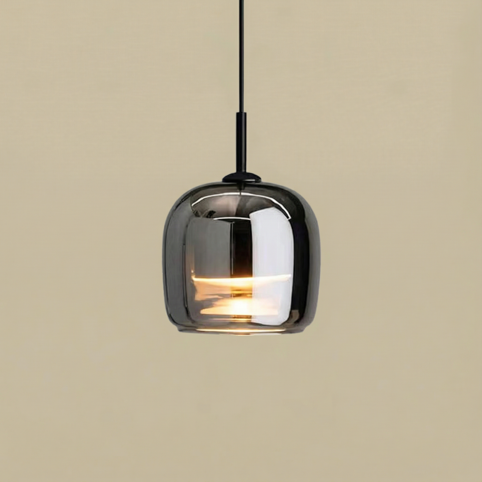LumaGrace Elegant Smoky Gray Glass Kitchen Pendant Light For Warm Ambient Illumination