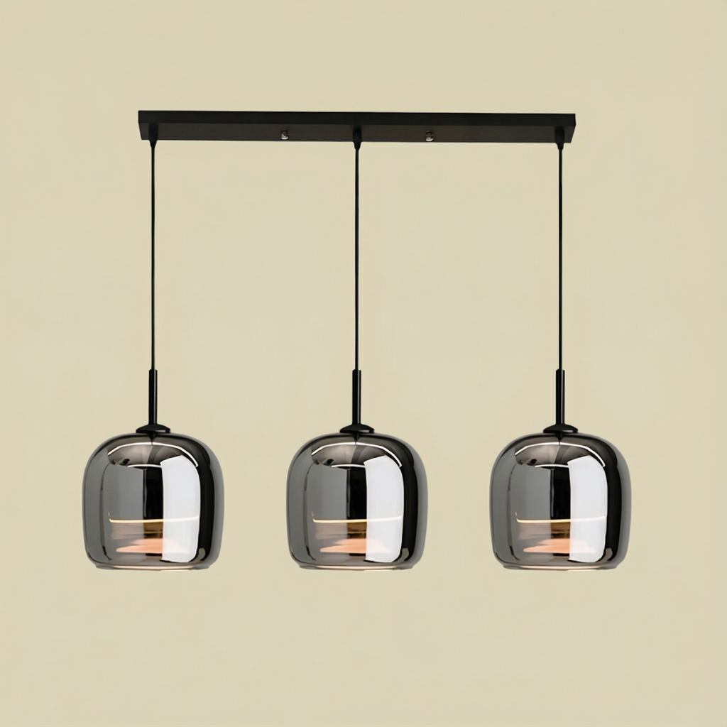 LumaGrace Elegant Smoky Gray Glass Kitchen Pendant Light For Warm Ambient Illumination