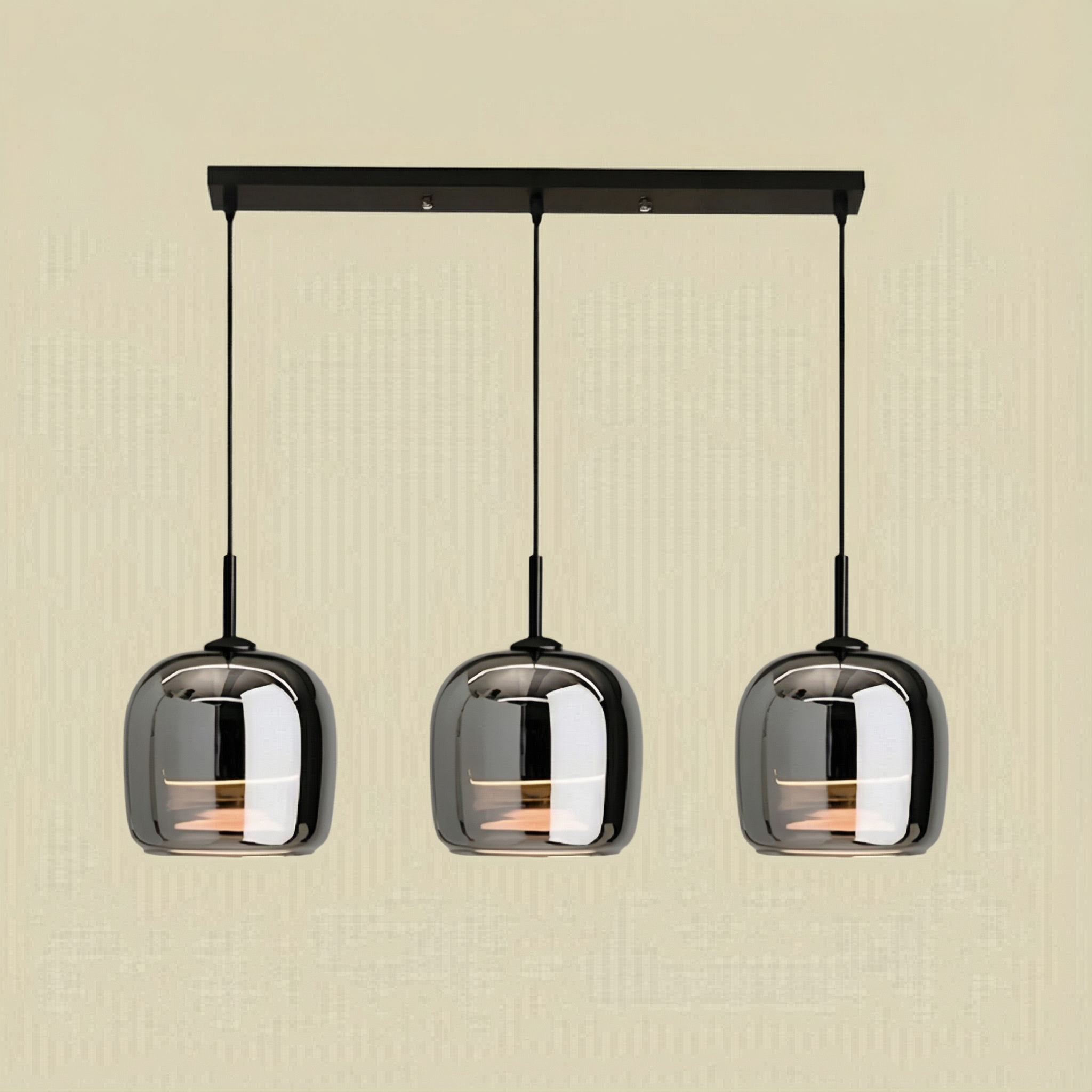 LumaGrace Elegant Smoky Gray Glass Kitchen Pendant Light For Warm Ambient Illumination