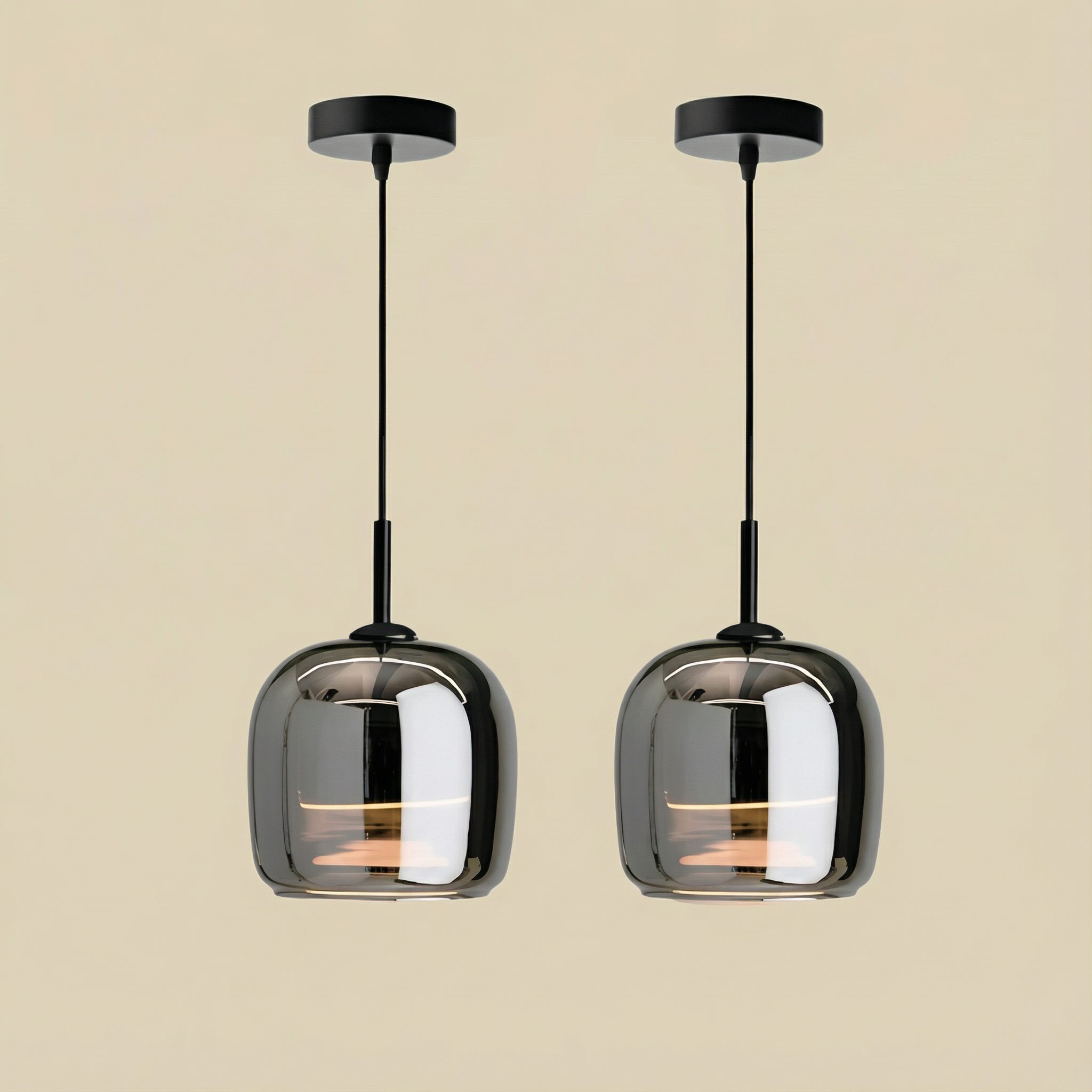 LumaGrace Elegant Smoky Gray Glass Kitchen Pendant Light For Warm Ambient Illumination