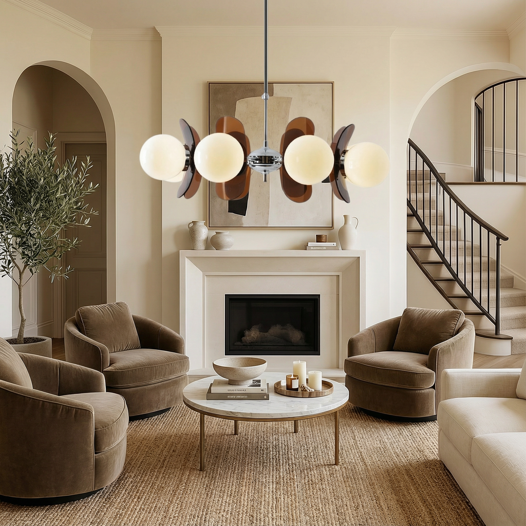 Astra Arc Elegant Five-Head Chandelier Ceiling Light Fixture For Modern Dining Rooms