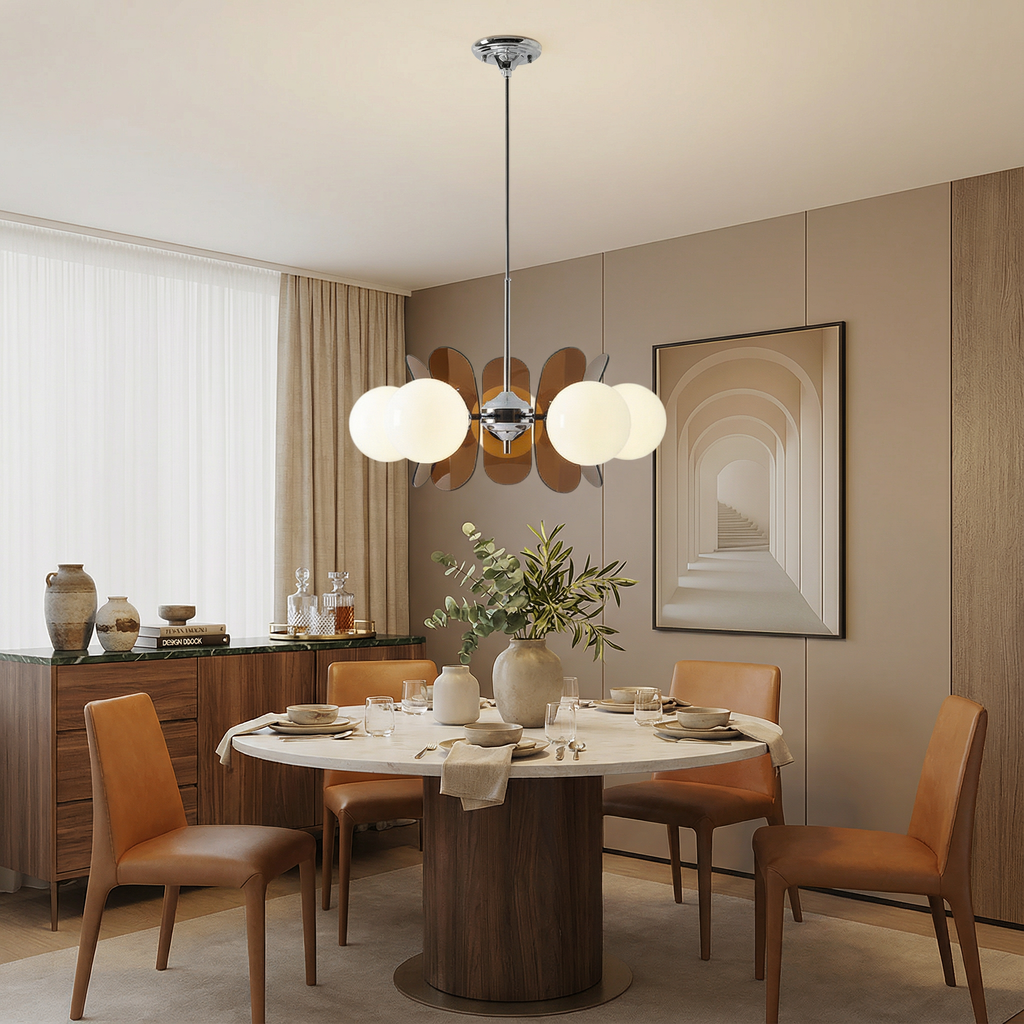 Astra Arc Elegant Five-Head Chandelier Ceiling Light Fixture For Modern Dining Rooms