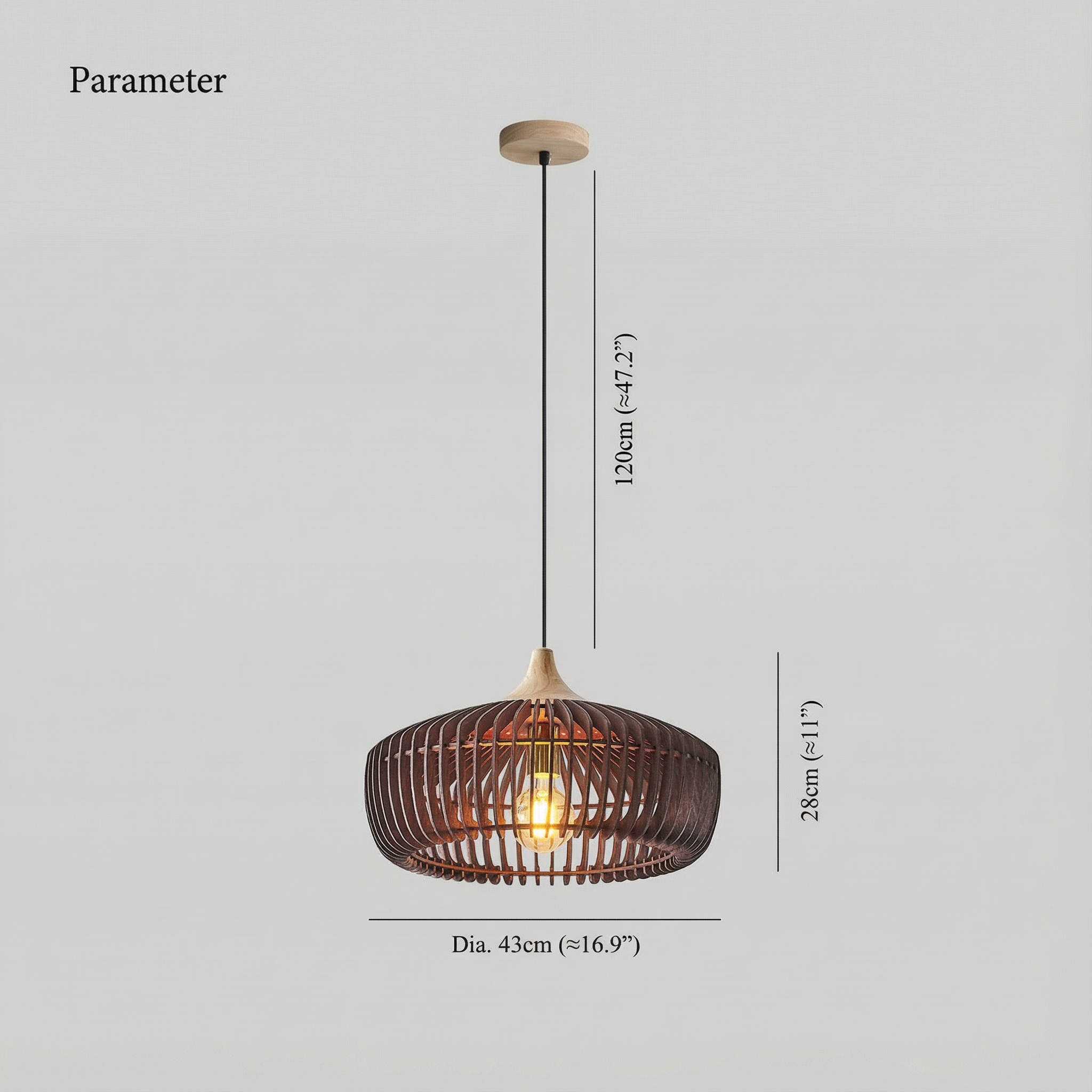 Elmora Nordic Pendant Light For Kitchen With Natural Wood Finish And Clean Silhouette