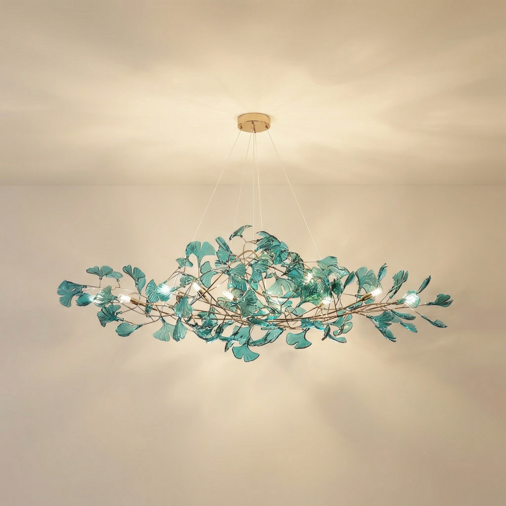 Emerald Aura moderne Acrylblatt-Kronleuchter mit raffiniertem, naturinspiriertem sanften Licht