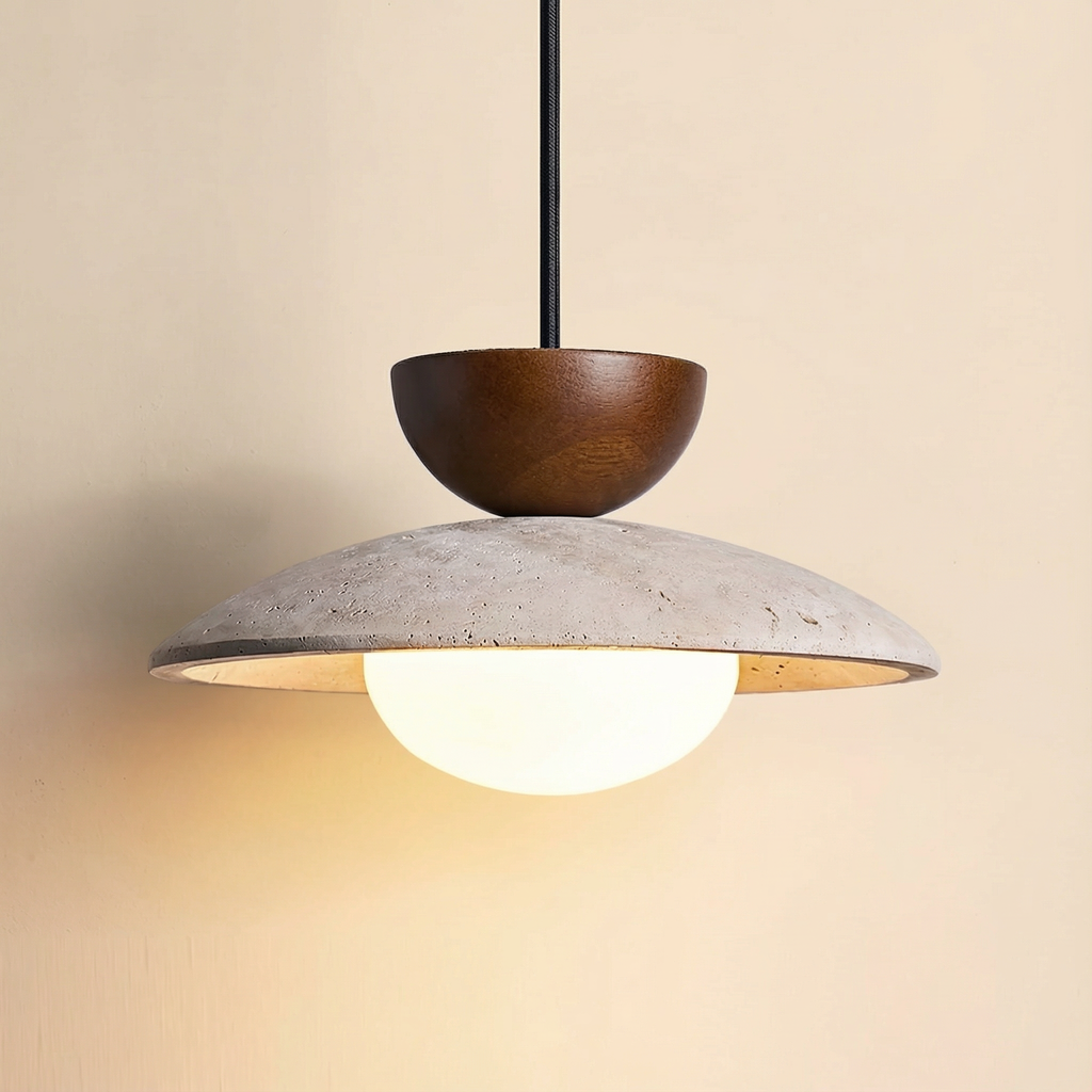 LumenOak Natural Wood Glass Pendant Light For Kitchen And Dining Areas In Modern Homes