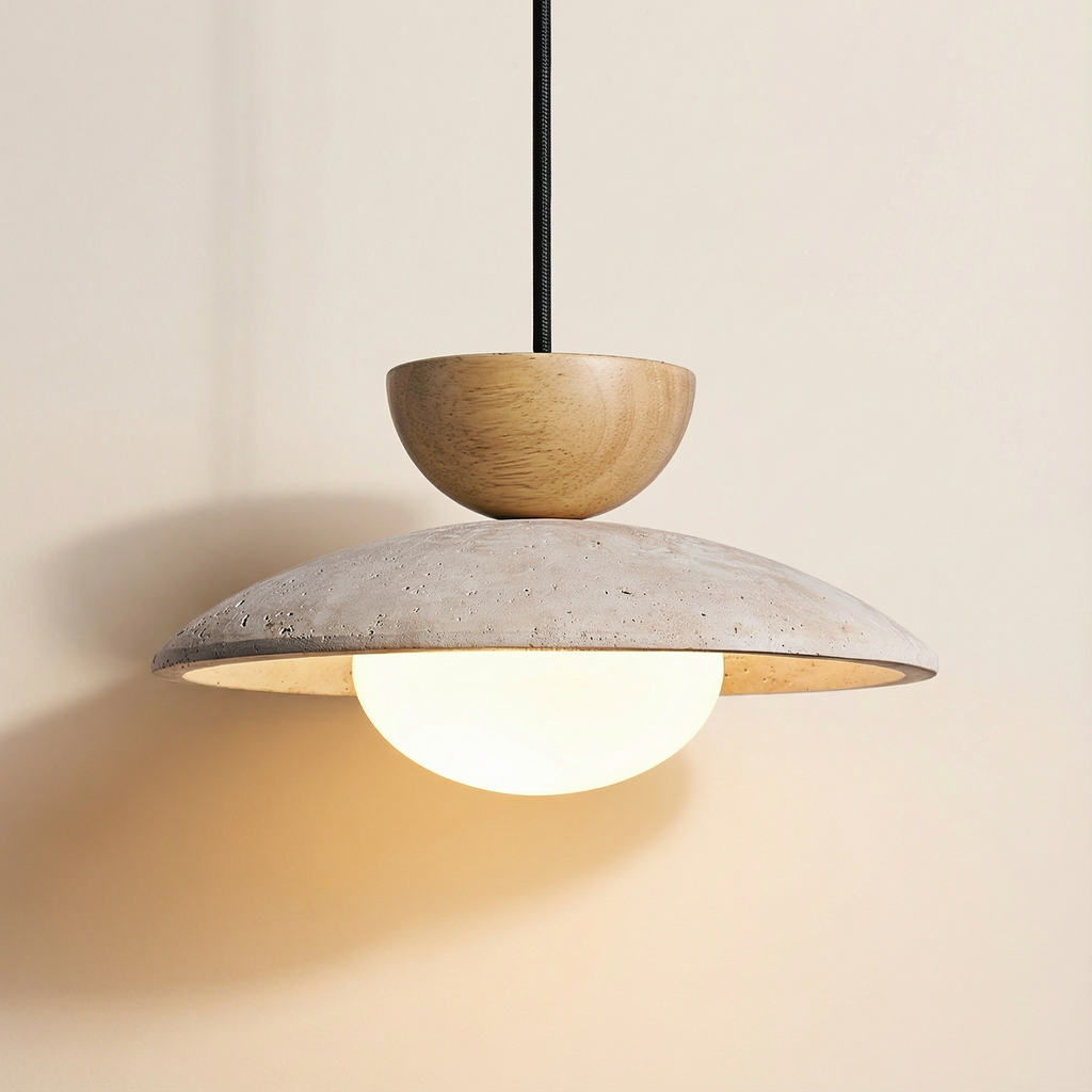 LumenOak Natural Wood Glass Pendant Light For Kitchen And Dining Areas In Modern Homes