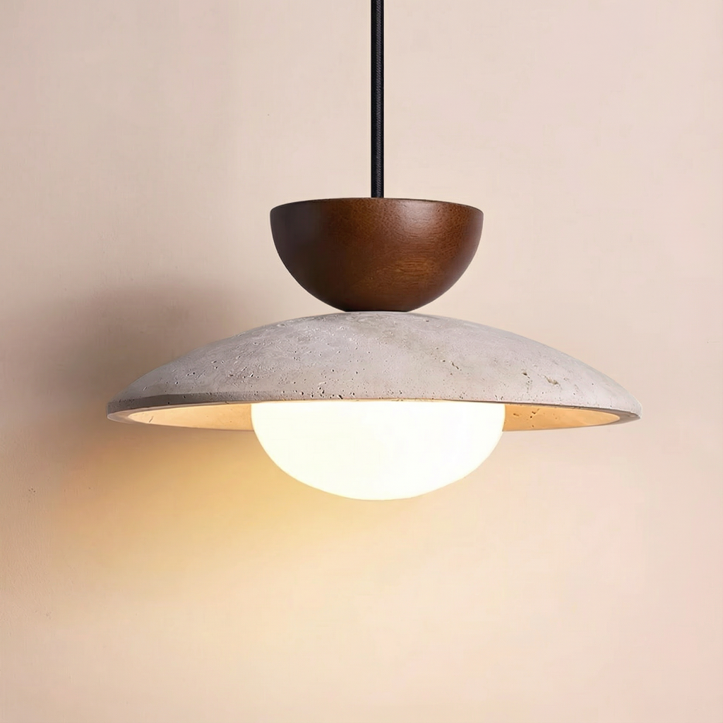 LumenOak Natural Wood Glass Pendant Light For Kitchen And Dining Areas In Modern Homes