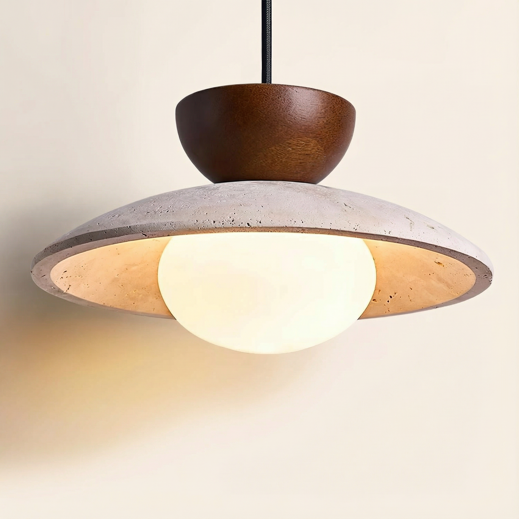 LumenOak Natural Wood Glass Pendant Light For Kitchen And Dining Areas In Modern Homes