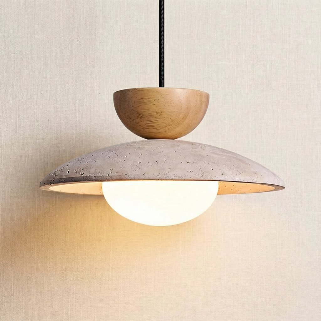 LumenOak Natural Wood Glass Pendant Light For Kitchen And Dining Areas In Modern Homes