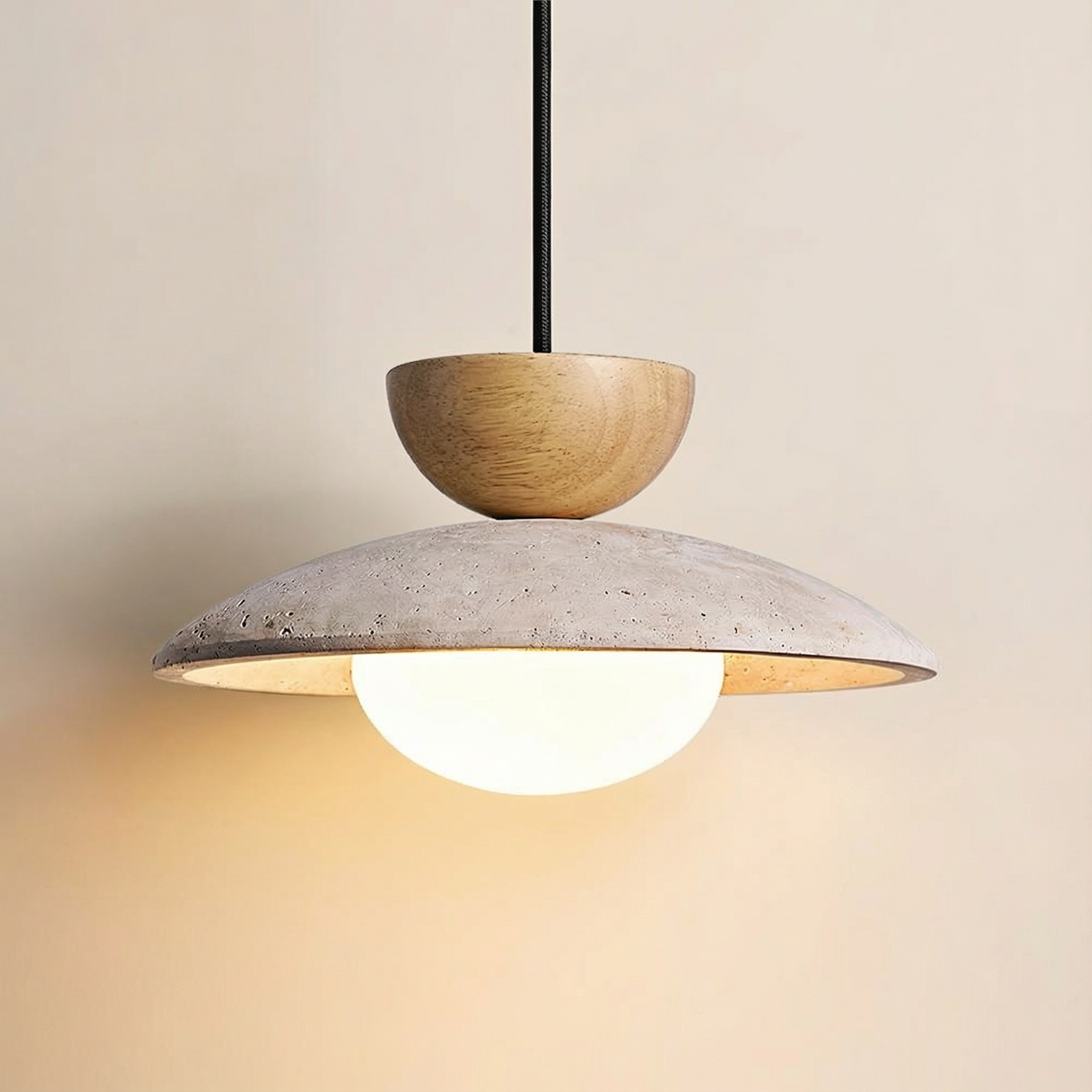 LumenOak Natural Wood Glass Pendant Light For Kitchen And Dining Areas In Modern Homes