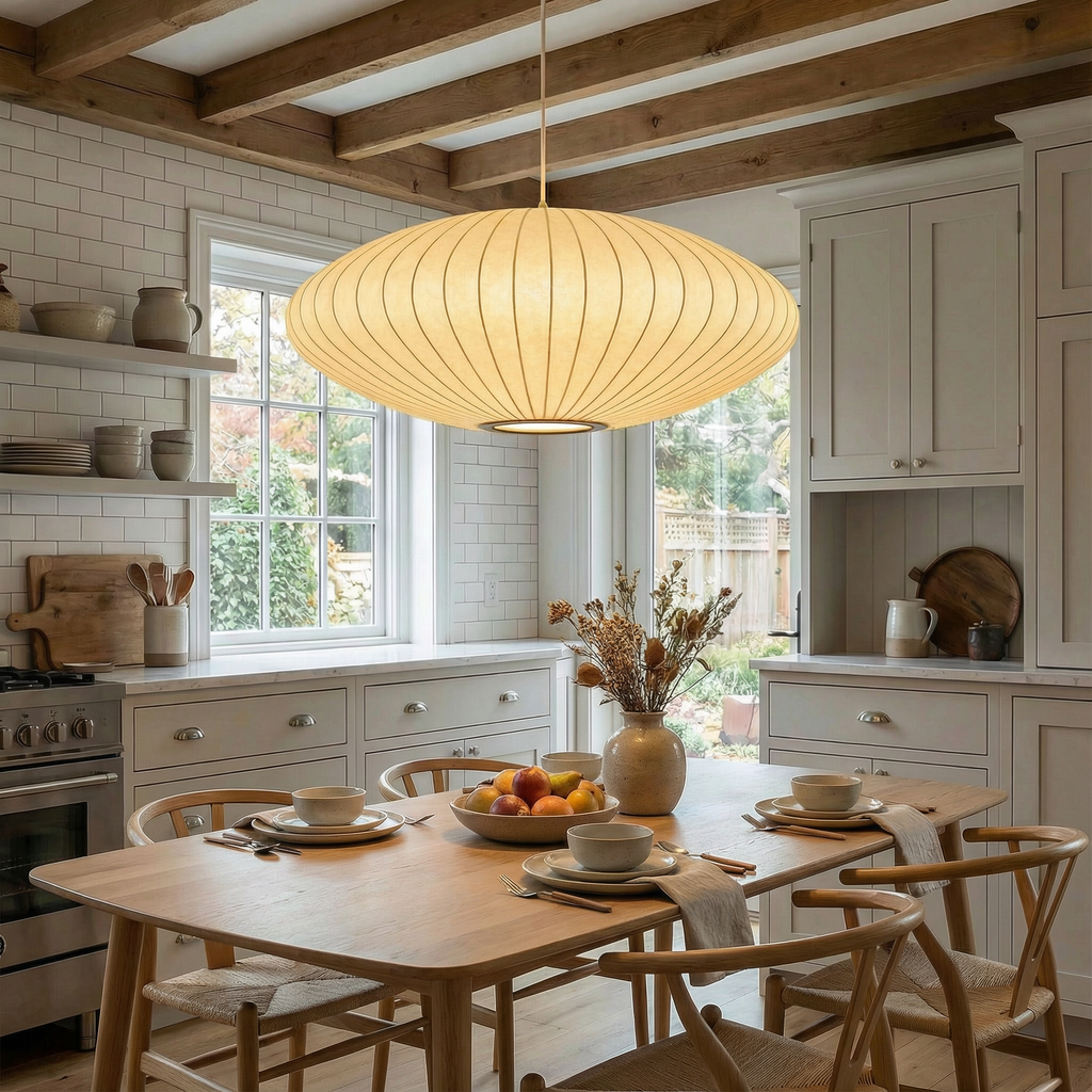 Luma Silk Contemporary Pendant Light With Elegant Silk Shade For Dining Rooms Worldwide