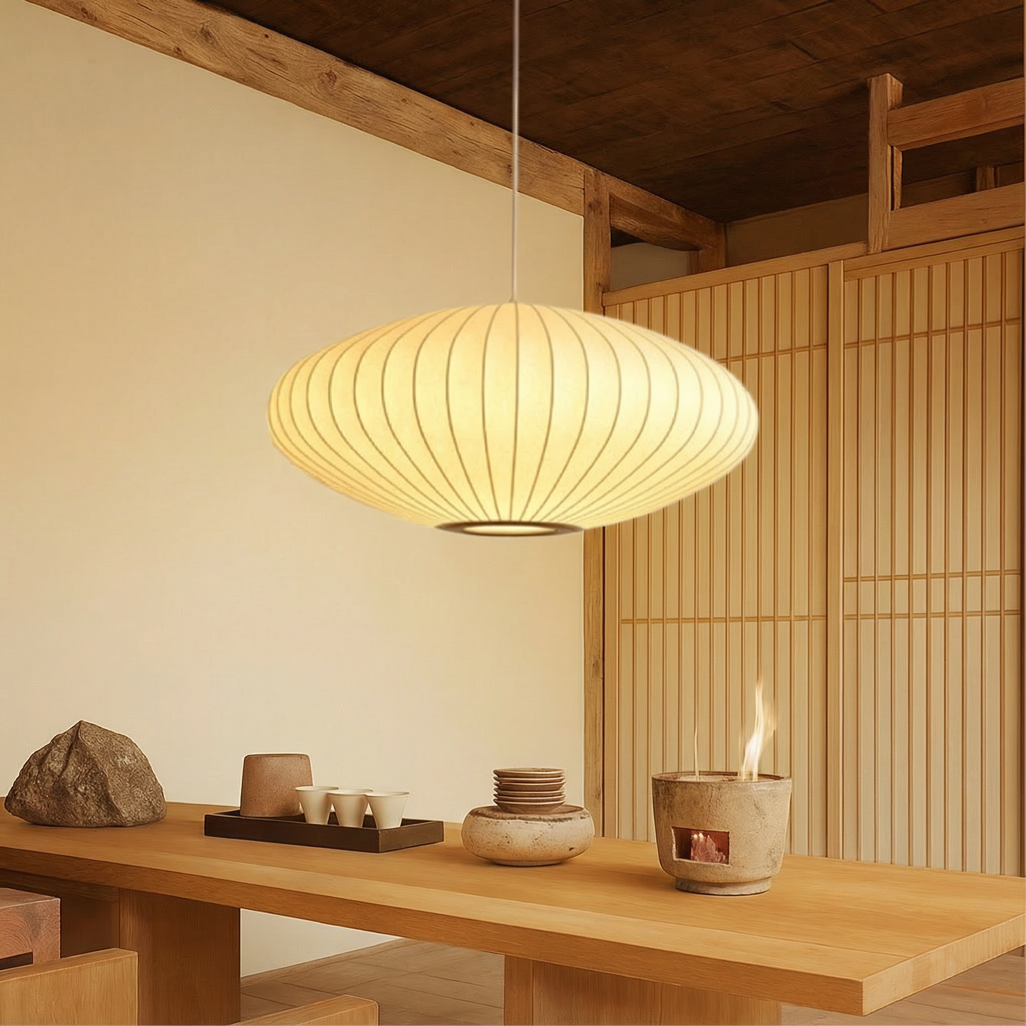 Luma Silk Contemporary Pendant Light With Elegant Silk Shade For Dining Rooms Worldwide