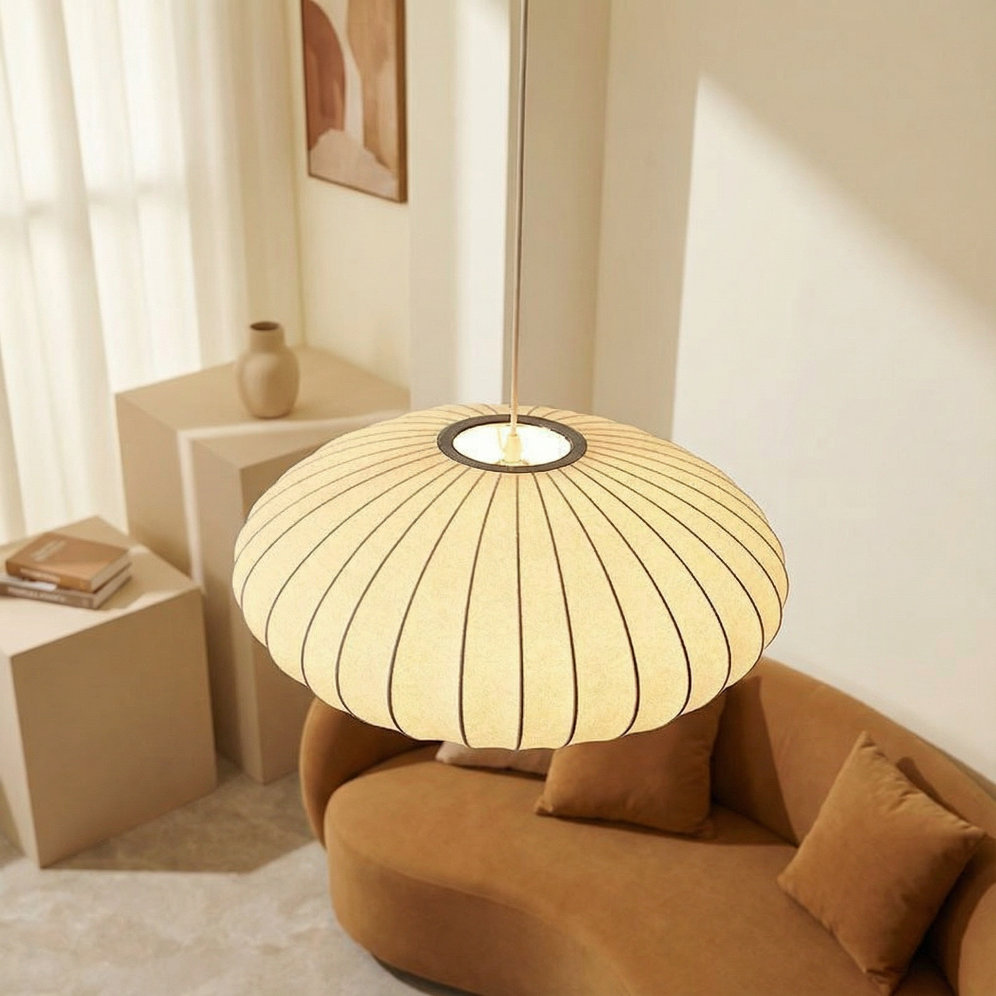 Luma Silk Contemporary Pendant Light With Elegant Silk Shade For Dining Rooms Worldwide