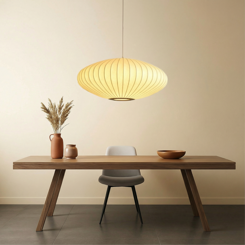 Luma Silk Contemporary Pendant Light With Elegant Silk Shade For Dining Rooms Worldwide