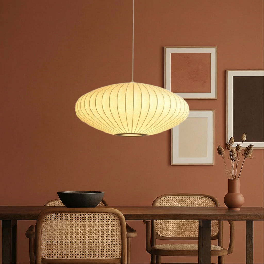 Luma Silk Contemporary Pendant Light With Elegant Silk Shade For Dining Rooms Worldwide