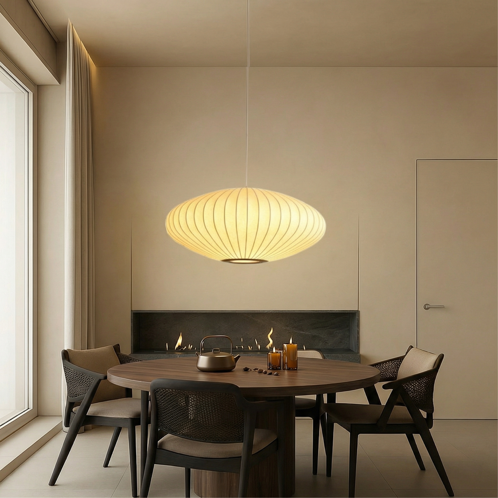 Luma Silk Contemporary Pendant Light With Elegant Silk Shade For Dining Rooms Worldwide