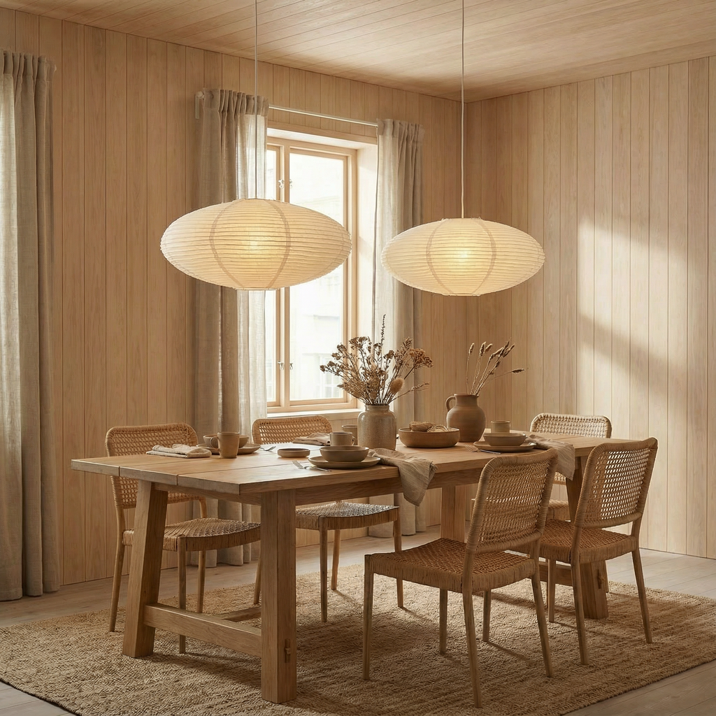 LumaNova Elegant Paper Pendant Light For Kitchen Areas With Minimalist Style For Modern Dining Spaces