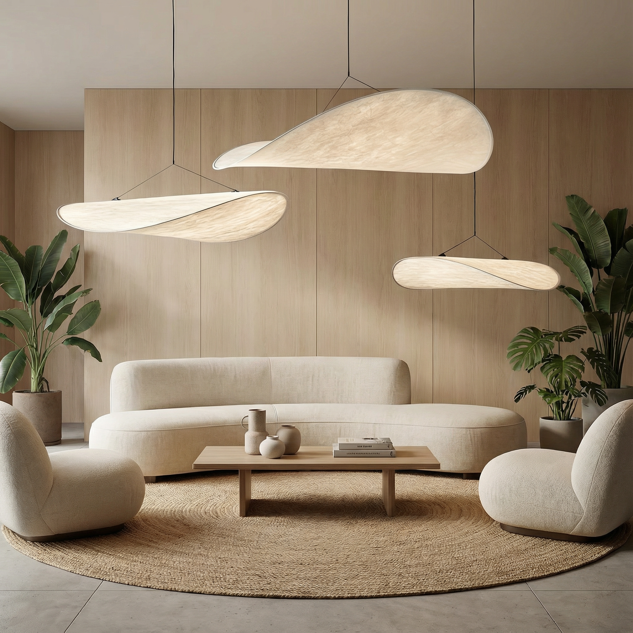 LumaSilk Japandi Style Pendant Light With Clean Minimalist Design For Modern Rooms