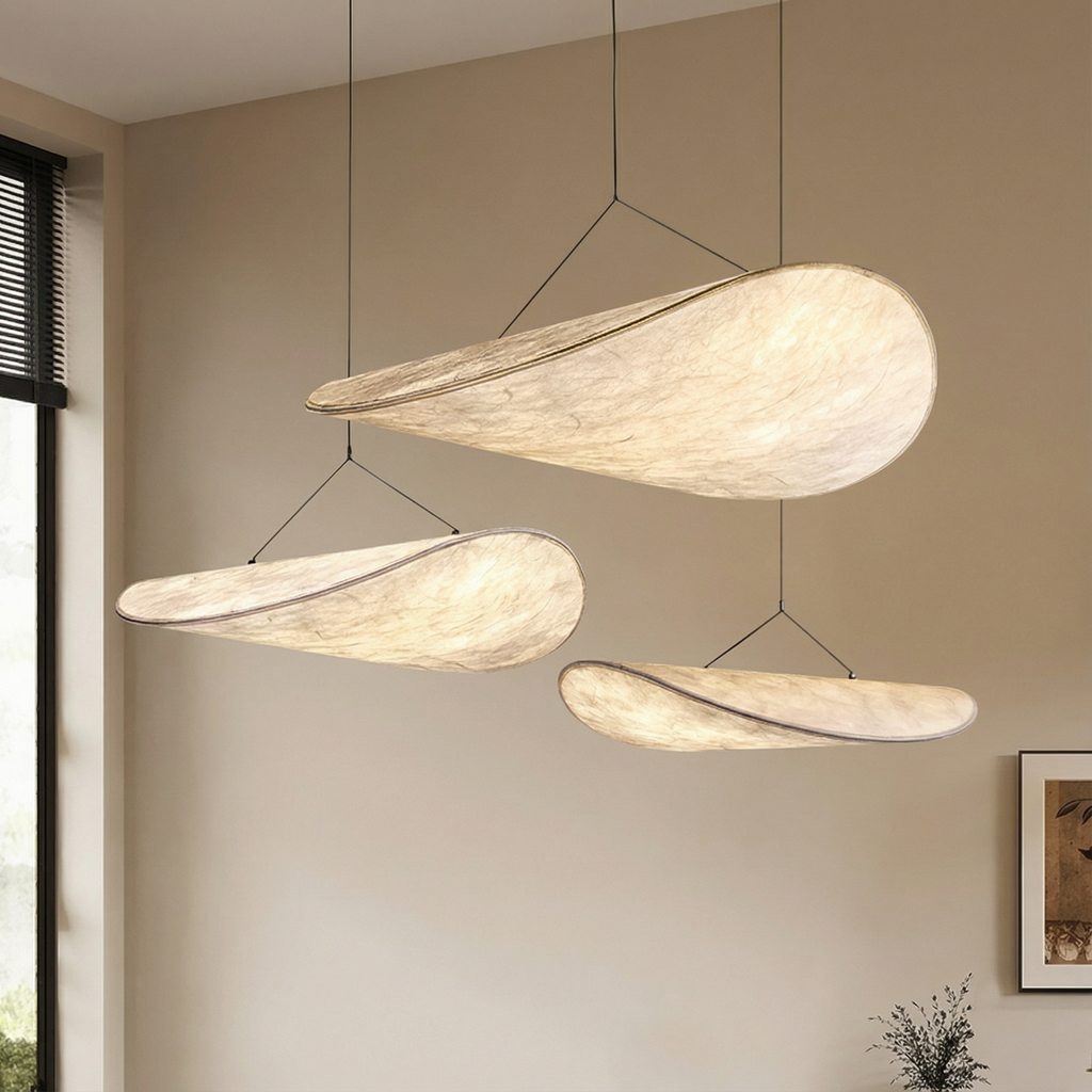 LumaSilk Japandi Style Pendant Light With Clean Minimalist Design For Modern Rooms