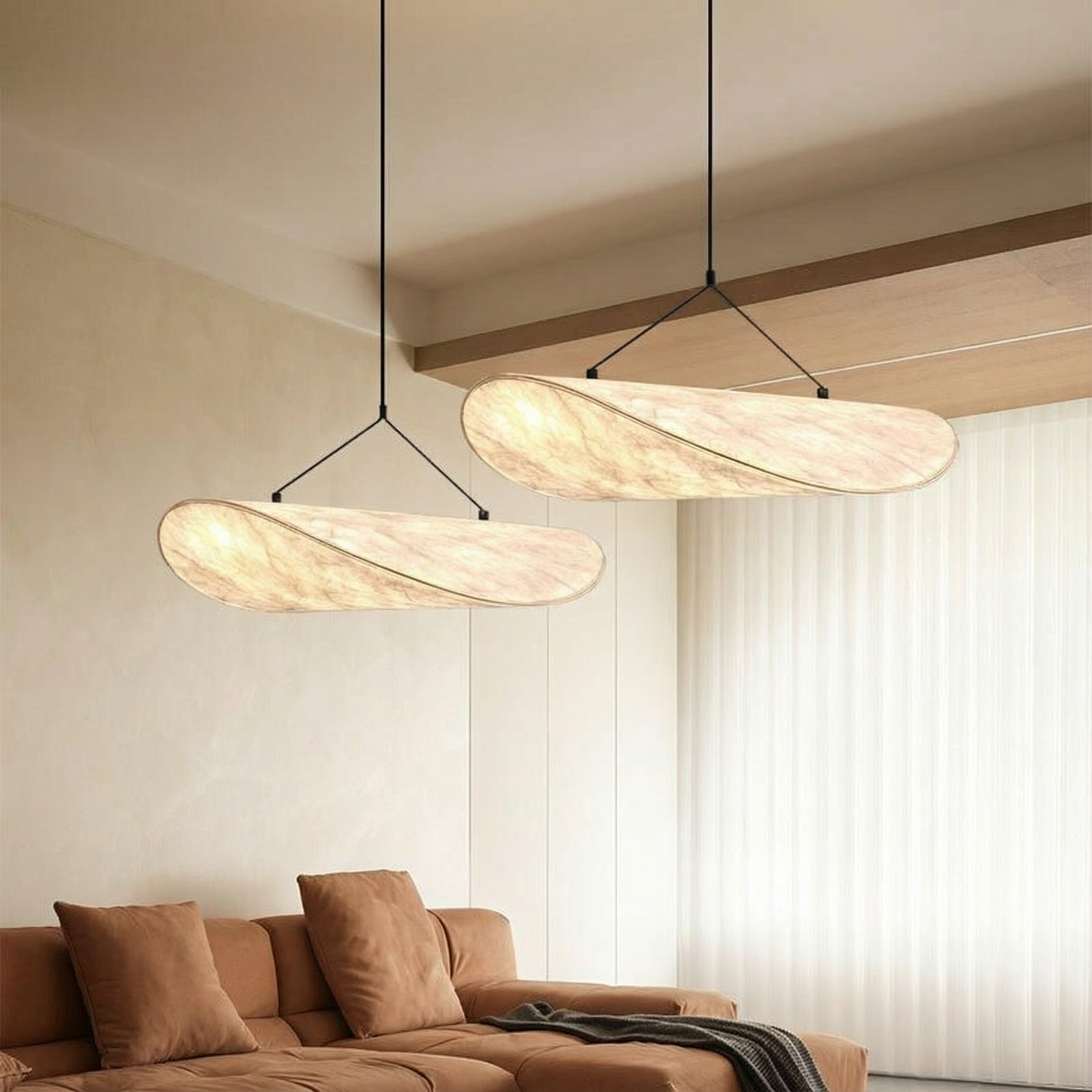 LumaSilk Japandi Style Pendant Light With Clean Minimalist Design For Modern Rooms