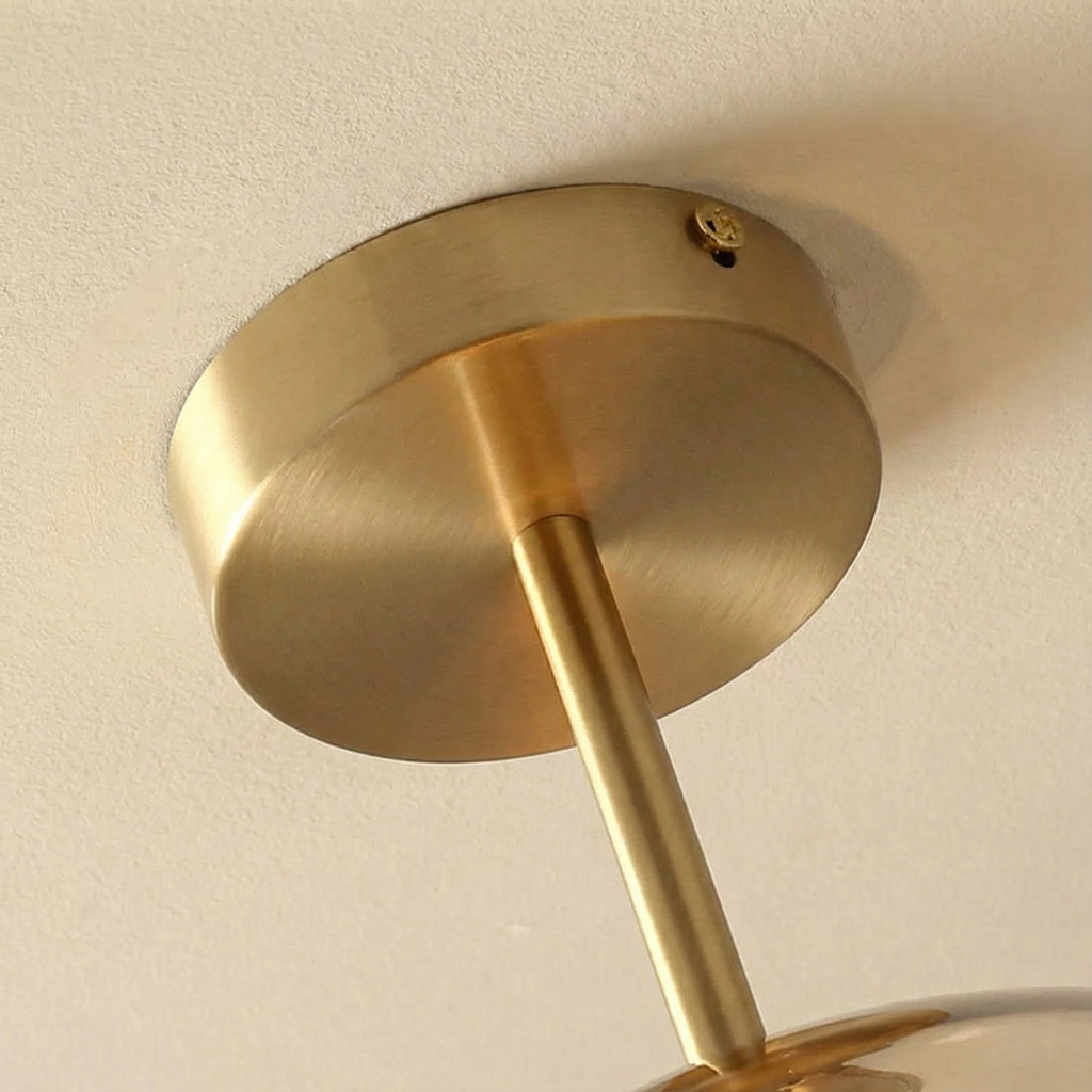 AstraLume Modern Copper Finish Flush Mount Light Fixture With Glass Shade For Hallways And Living Rooms
