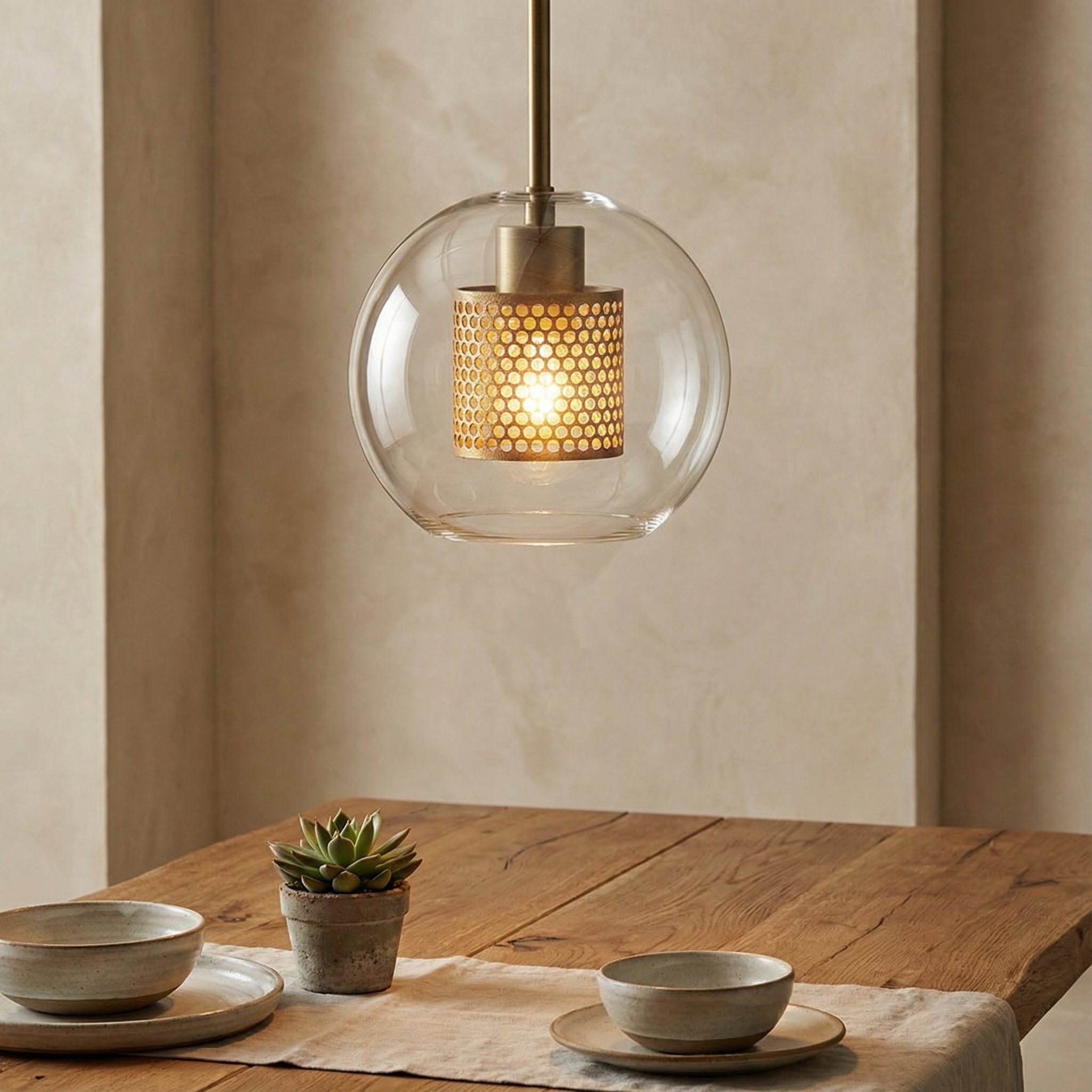 LuminaArc Adjustable Glass Pendant Light For Kitchen Space Modern Ceiling Fixture